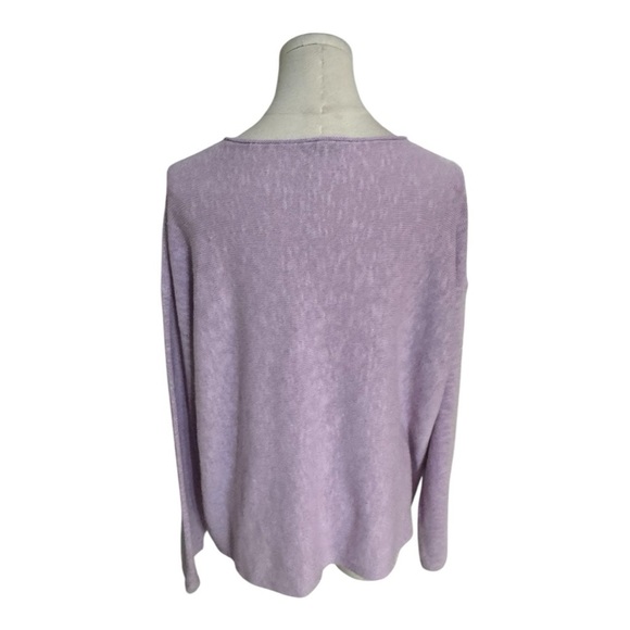 Eileen Fisher Organic Linen Cotton Slub Round Neck Top M L Lavender Purple Shirt - Picture 5 of 9
